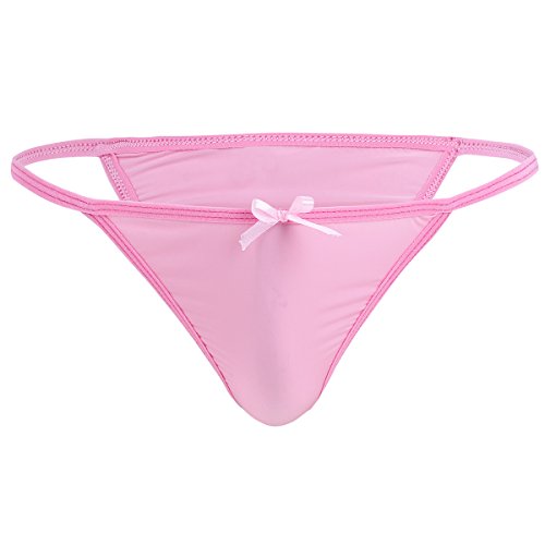 iEFiEL Men Bowknot Bikini Briefs Underwear Lingerie Tanga Panties Pink Medium(Waist:24.5-35.0'/62-88cm)