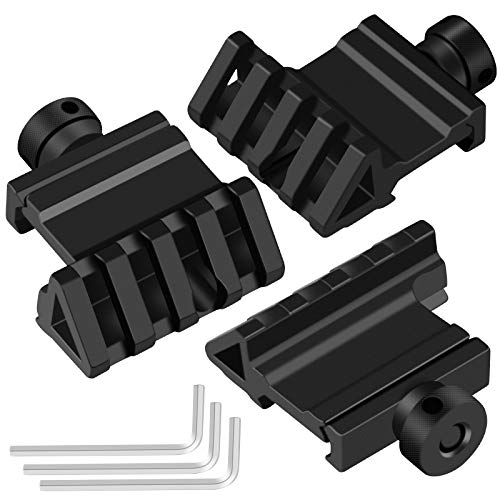 Offset Rail Mounts, LONSEL 4 Slots Aluminum 45 Degree Offset Angle Picatinny Weaver Rail Mount for Flashlight Laser Optic Sight - 3 Pack (4 Slot - 3 PCS)