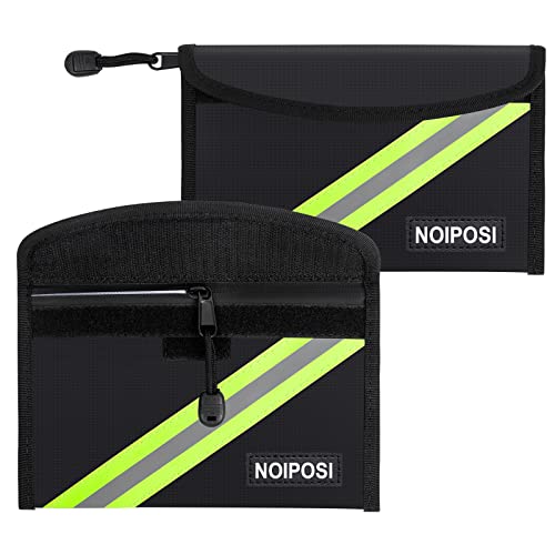 Noiposi Fireproof Money Bag, 8'x5' Waterproof and Fireproof Bag for Cash, Small Fireproof Safe Storage Pouch Envelope for Money with Reflective Strip, Valuables and Passports, Pack of 2
