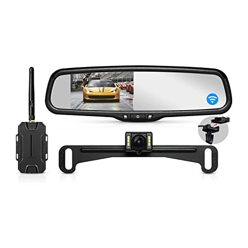 Wireless Backup Camera with 4.3' OEM Look Monitor System, Back up Camera for Cars with IP 68 Waterproof, Rear View Mirror Camera with Super Night Vision for Car,Truck,Van,SUV AUTO-VOX T1400