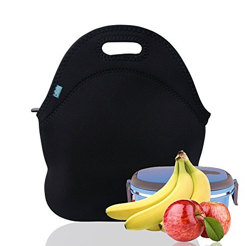 Ofeily Lunch Tote, Lunch boxes Lunch bags with Fine Neoprene Material Waterproof Picnic Lunch Bag Mom Bag (Black)