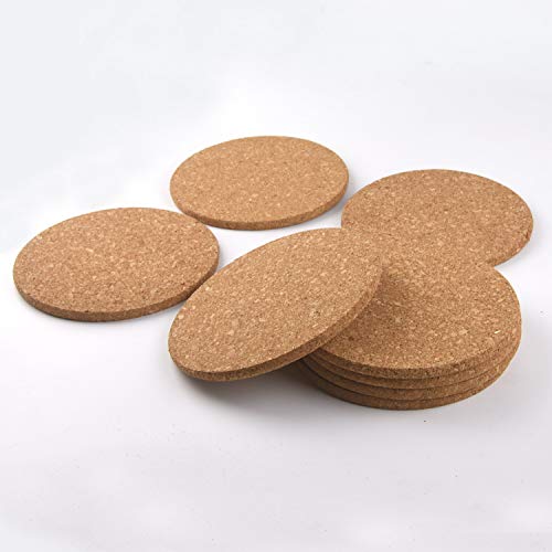 Aligeneral 8-Pack Cork Trivet Set, Cork Coasters- Round Corkboard Placemats Kitchen Hot Pads for Hot Pots, Pans, and Kettles, 7 x 7 x 0.4 Inches