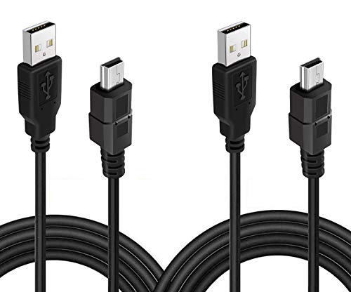 2 Pack 10ft PS3 Controller Charging Cable, USB 2.0 Type A to Mini B Cable Sync Cord for Sony Playstation 3 PS3/ PS3 Slim/PS Move Controllers, Cell Phones, Digital Cameras, TI-84 Plus CE etc