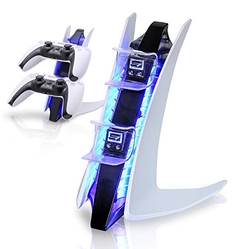 PS5 Controller Charger, PS5 Controller Charger Station with Blue LED Charging Light