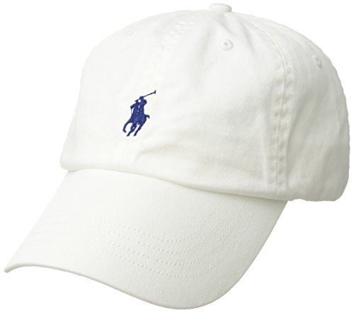 Ralph Lauren Mens Polo Sports Pony Logo Hat Cap, White / Blue Pony, One Size