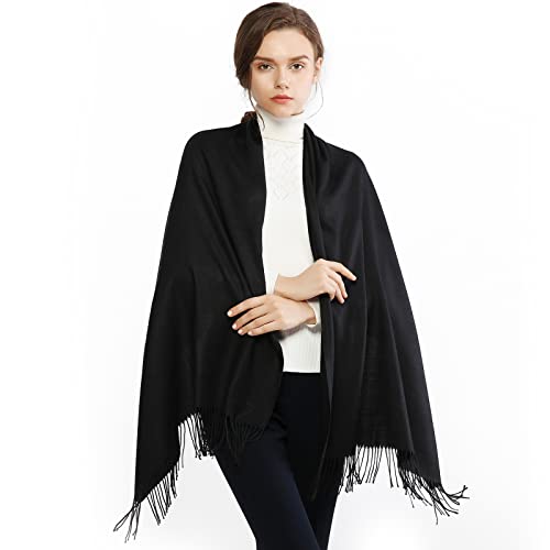 RIIQIICHY Scarfs for Women Winter Black Pashmina Shawls and Wraps for Evening Dresses Warm Large Scarves Wedding Shawl