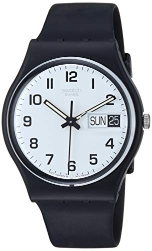 Swatch Women's None Quartz Silicone Strap, Black, 19 Casual Watch (Model: GB743)