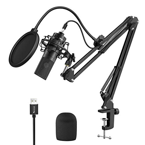Fifine USB Streaming Microphone Kit, Condenser Studio Mic with Arm Stand & Pop Filter for Podcast Vocal Recording Singing YouTube Gaming Voice Over, Directional Computer Mic for PC Laptop-K780A