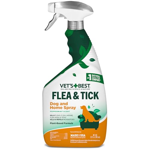 Vet's Best Flea and Tick Home Spray - Dog Flea and Tick Treatment for Home - Plant-Based Formula - Certified Natural Oils,Green - 32 oz