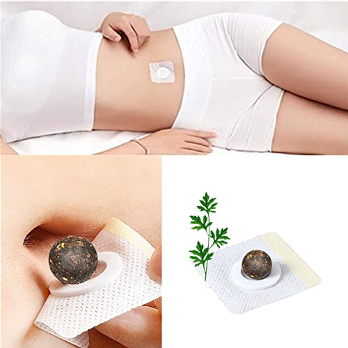 Wormwood Belly Patch,30Pcs Natural Herb Mugwort Essence Pills and 30Pcs Moxibustion Patch,Reflexology, Removing Impurities for Women and Men
