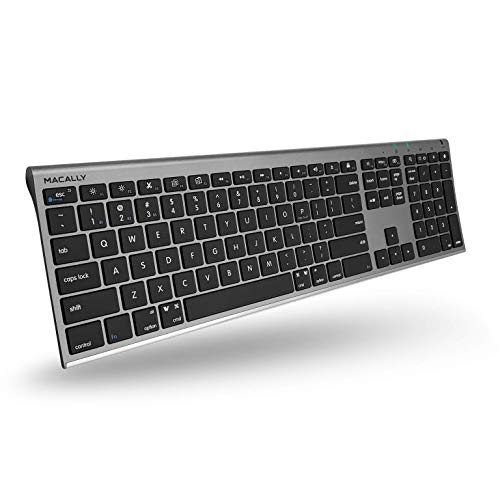 Macally Wireless Bluetooth Keyboard for Mac - Compatible Apple Keyboard Wireless for Mac iOS PC Android - Switch Between 3 Devices with Multi Device Mac Bluetooth Keyboard for MacBook Pro/Air, iMac