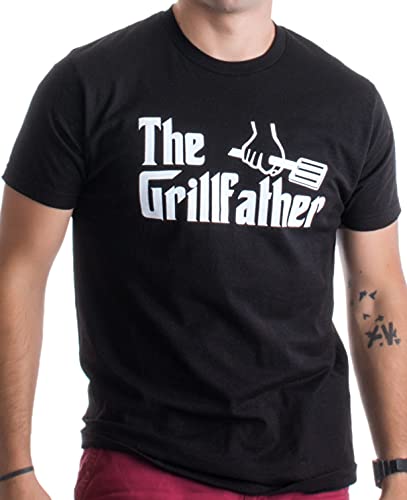 The Grillfather | Funny Dad Grandpa Grilling BBQ Meat Humor T-Shirt Joke for Men - (Adult,XL) Black