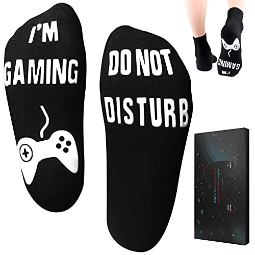 Do Not Disturb I'm Gaming Socks, Fathers Day Novelty Dad Gifts for Teen Boys Mens Gamer Kids Sons Husbands Dad Father