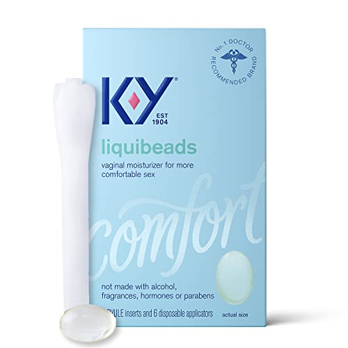 K-Y Silicone Lube Liquibeads 6 ct Personal Lubricant for Adult Couples, Women, Sensual Massage Vaginal Moisturizer Beads, Hormone & Paraben No, Easy Apply, Latex Condom Compatible