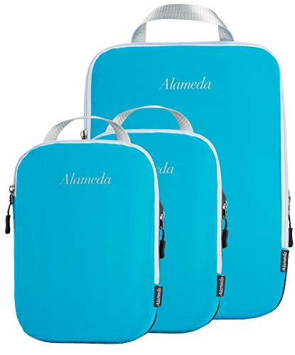 Compression Packing Cubes, Luggage Packing Organizers for Travel Accessories Sea Blue