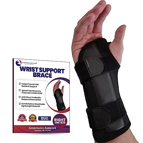 Carpal Tunnel Wrist Brace Night Support | Arm Brace Wrist Guard | Wrist Splint & Hand Brace | Carpal Tunnel Syndrome & Wrist Tendonitis Pain Relief Forearm Compression | Men Women (Right Wrist Brace)
