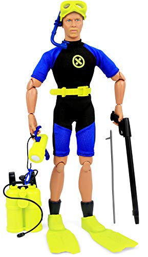 Click N' Play Sports & Adventure Diver Action Figure Play Set with Accessories, Brown/a