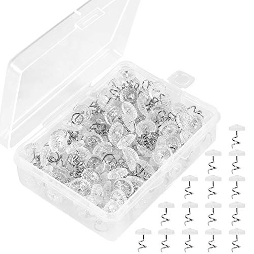 Resinta 180 Pieces Twist Pins Clear Heads Twist Pins with Organizing Container for Upholstery, Slipcovers or Bedskirts, 0.75 Inches