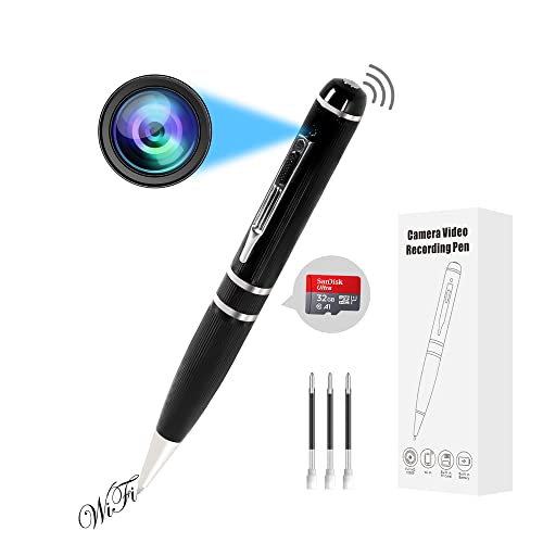 32G Pen Camera, Portable WiFi Full HD 1080P Taking Photo Hidden Camera Pen Video Recorder, Security Camera with 3 Refills and Built-in USB Port for Home, Classroom, Business, Conference (Black- WiFi)