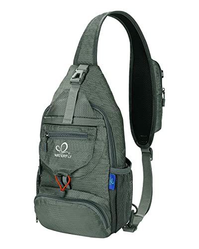 WATERFLY Packable Small Crossbody Sling Backpack Shoulder Chest Bag Daypack for Hiking Traveling Grey