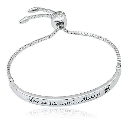 Harry Potter Snape's Love Always Bar Lariat Bracelet, Silver Plated, 8.5'