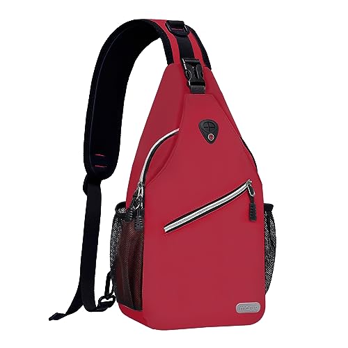 MOSISO Sling Backpack, Multipurpose Crossbody Shoulder Bag Travel Hiking Daypack, Red, Medium