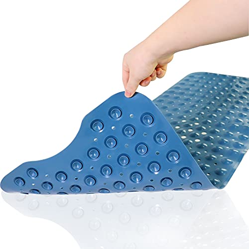 HOLY HIGH Shower Mat,Baby Bathtub Mats, Bath Mat with Drain Hole and Strong Suction Cup, Non Slip Shower Mat for The Elderly and Kids Machine Washable, Bathroom Mats, Smooth/Non-Textured Surface Only