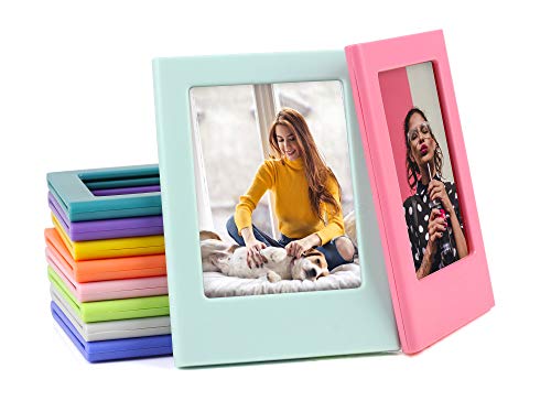 QUEEN3C 10 Pieces Colorful 3 Inch Mini Film Magnetic Photo Picture Frame, Mini Table Photo Frame, Fridge Magnetic Photo Frame. Compatible with Fujifilm Instax Mini, Small Polaroid Photos.