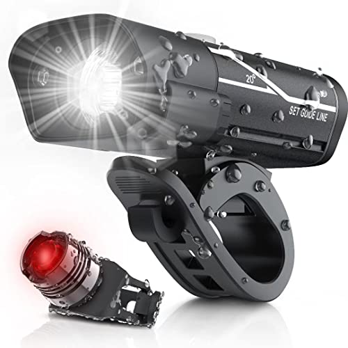 LXL USB Rechargeable Super Bike Headlight and Back Light Set, Runtime 10+ Hours 600 Lumen Bright Front Lights Tail Rear LED, 5 Light Mode Options Fits All Bicycles, Road, Mountain