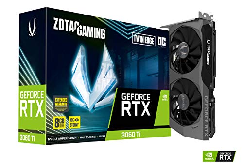 ZOTAC GeForce RTX 3060 Ti Twin Edge OC LHR 8GB GDDR6 256-bit 14 Gbps PCIE 4.0 Gaming Graphics Card, IceStorm 2.0 Advanced Cooling, Active Fan Control, Freeze Fan Stop ZT-A30610H-10MLHR