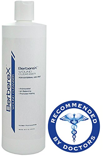 BerbereX Antimicrobial Wound Cleanser for Cuts, Scrapes, Burns, Incisions, Wounds, Wound Care, First Aid Antiseptic Spray, Pressure Sores, Bed Sores, Diabetic Ulcers, Skin Wash and Rinse - 16 oz.