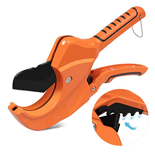 AIRAJ Ratchet PVC Pipe Cutter,Cuts up to 2-1/2'PEX,PVC,PPR and Plastic Hoses,Pipe Cutters with Sharp SK5 Stainless Steel Blades,Suitable for Home Repairs and Plumbers