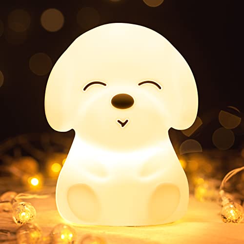 Mubarek Night Light for Kids Cute Dog Light, 16 Color Changing Kids Night Light Lamp, Rechargeable Silicone Baby Night Light,Kawaii Room Decor Animal Toddler Night Lights,Kawaii Gift for Kids Baby Boy