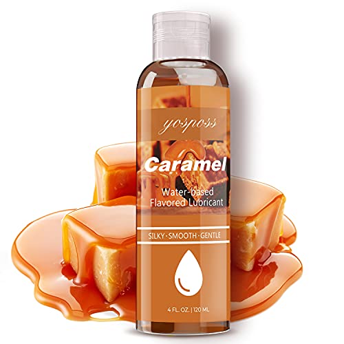 Caramel Flavored Water Based Lubricant for Men Women Couples, 4 fl.oz Personal Lube Silky Smooth Long-Lasting Lubricant for Massage, Sugar Free Non-Sticky Natural Lube for Women