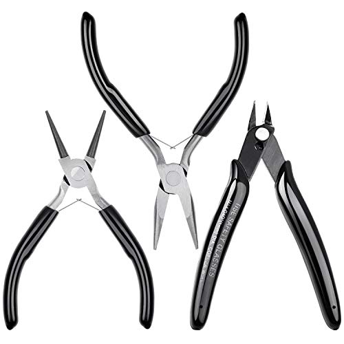 Jewelry Pliers, Cridoz Beading Pliers Set with Needle Nose Pliers, Round Nose Pliers and Wire Cutter for Jewelry Making Beading Repair Supplies and Crafting (set of 3)