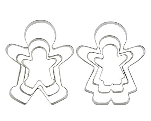 Funny Gingerbread Man Cookie Cutters, Boy and Girl Cookie Cutter Set Molds, 6 Piece