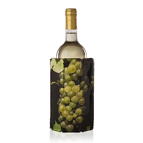 Vacu Vin Active Cooler Wine Chiller - Reusable, Flexible Wine Bottle Cooler - Wine Grapes Print - Wine Cooler Sleeve For Standard Size Bottles - Insulated Wine Bottle Chiller to Keep Wine Cold