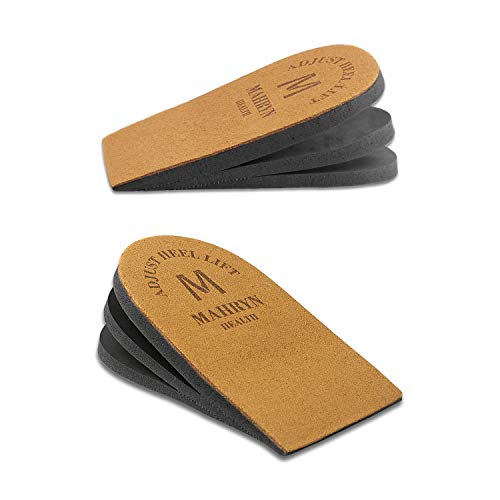 Makryn Adjustable Orthopedic Heel Lift for Leg Length Discrepancies and Heel Pain,Sports Injuries,and Achilles tendonitis,Height Increase Insoles-1 Pair (Small, Brown)