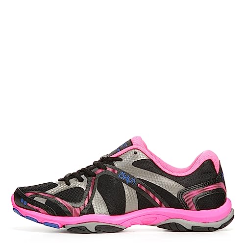 Ryka Women's Influence Cross Trainer, Black/Atomic Pink/Royal Blue/Forge Grey, 8.5 M US