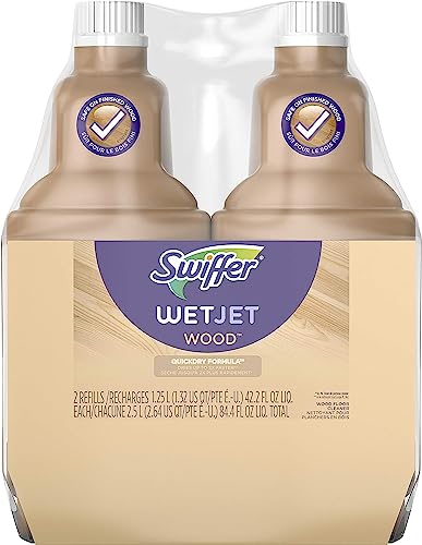 Swiffer Wetjet Wood Floor Cleaner Solution Refill, 42.2 Fl Oz (Pack of 2) (Packaging May Vary)