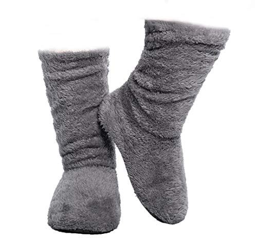 FRALOSHA Women's Slipper Sock Coral velvet indoor Spring-autumn Super Soft Warm Cozy Fuzzy lined booties slippers (27cm) Grey