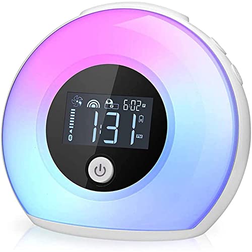 Wake Up Light Bluetooth Speaker, Table Lamp Alarm Clock, Night Light Bluetooth Speakers Lamp, Dimmable Warm Light & Colorful Light Beside Lamp Music Player for Kids, Party, Bedroom, Camping