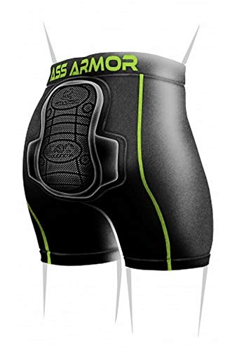 Protective Padded Compression Shorts for Snowboard,Skate and Ski for Tailbone (Black, X-Small)