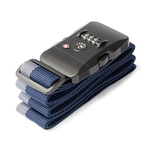 TSA Luggage Strap Approved 3-Dial Combination Lock Adjustable Suitcase Travel Belt Blue and Gray