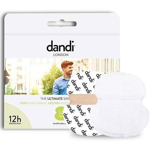 Dandi Sweat Pads for Men (Pack of 14) - Armpit Anti Sweat Pads That Adhere To Clothing - Antiperspirant & Absorbent Sweat Pads with Stain Protection