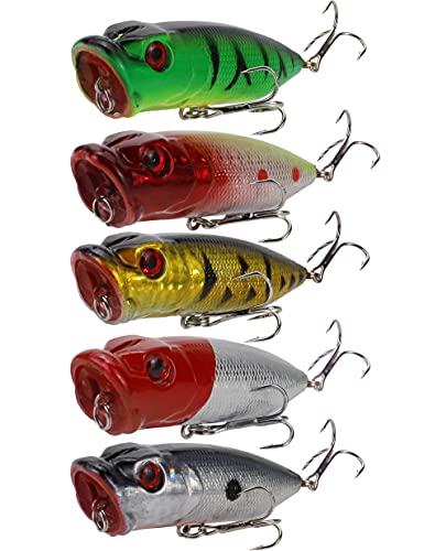 Beoccudo Saltwater Fishing Top Water Bass Lures, 2.8inch Popper Swimbait Fishing Lures Saltwater Plugs