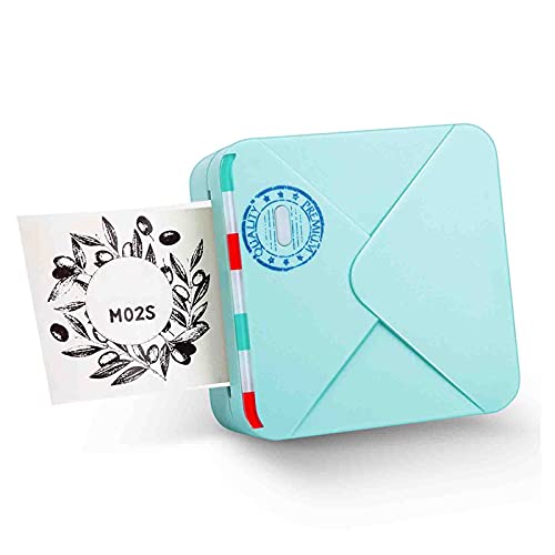 Phomemo M02S Pocket Printer- 300 dpi HD Bluetooth Thermal Photo Printer Compatible with iOS and Android, Black and White Image for Photo Printing, Plan Journal, Organization, Art Creation, Gift, Cyan