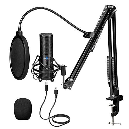 TONOR USB Gmaing Microphone, PC Streaming Mic Kit for PS4/5/Discord/Twitch Gamer, Condenser Studio Cardioid Microfono for Podcasting, Recording, Content Creation, Singing with Adjustable Arm Stand Q9