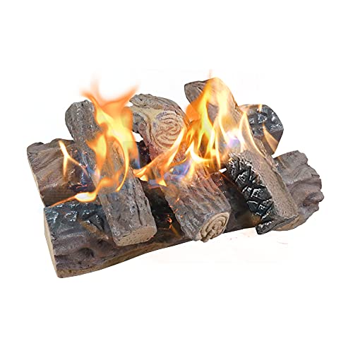 ATR ART TO REAL Large Gas Fireplace Logs, Set of 5 Ceramic Logs for Gas Fireplace, Artificial Realistic Firewood Logs, Indoor Outdoor Gas Logs for Fireplace Firepit, Ventless & Vent Free