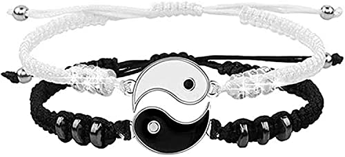 Bluelanss Best Friend Necklaces for 2 Matching Yin Yang Adjustable Chain Bracelet for BFF Friendship Relationship Boyfriend